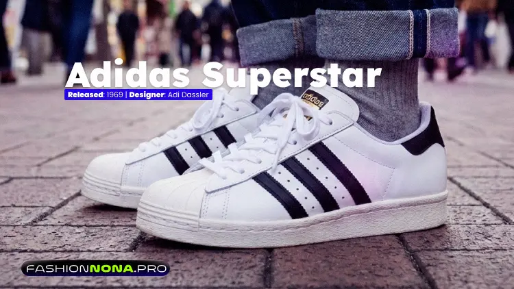 Adidas Superstar shell toe outdoor basketball shoes with iconic three stripes design