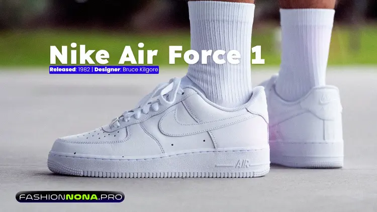 Nike Air Force 1 white leather outdoor basketball shoes on concrete court